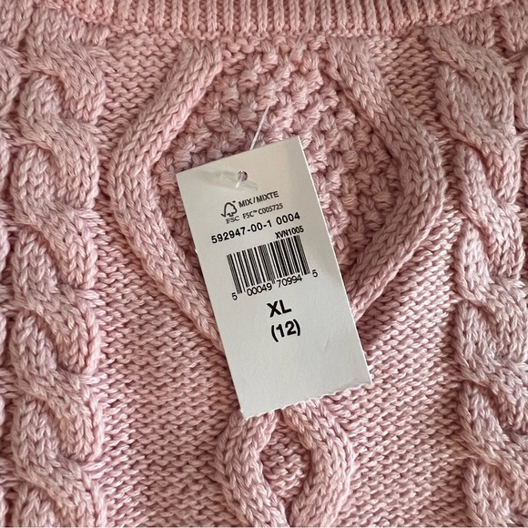 Gap Kids Pink Cable Knit Cotton Sweater Size XL 12 - Picture 3 of 4